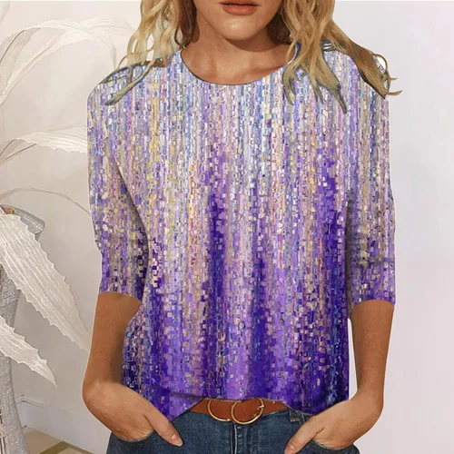 Vista 2 de Yubnlvae Shirts for Women Loose Fit 2023 Dressy Trendy Casual Long Sleeve Lightweight Graphic Soft Crew Neck Sweatshirts