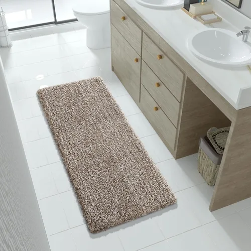 Vista 103 de Yimobra Alfombras de baño en negro y blanco antideslizantes lavables, tapetes de baño ultra suaves y absorbentes de agua, alfombra de ducha suave