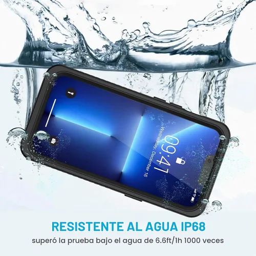Vista 3 de Lanhiem Funda para iPhone 13 Pro Max, IP68 impermeable a prueba de polvo a prueba de golpes con protector de pantalla, cubierta frontal y trasera