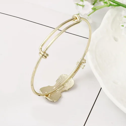 Vista 3 de Pulseras Preppy para amantes de la música, pulsera elástica para violín, regalos de joyería