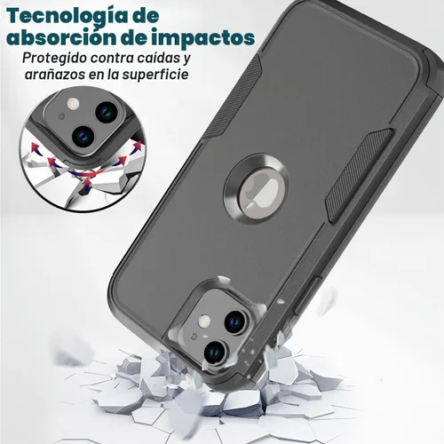 Vista 2 de Funda para iPhone 12, 2 protectores de pantalla de vidrio templado, 10 pies a prueba de caídas, antideslizante, a prueba de golpes, para iPhone 12