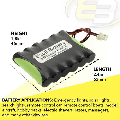 Vista 7 de Exell 7.2V 1000mAh NIMH w/conector para 1:18 RC Car Racing HPI RS4 Micro Cars