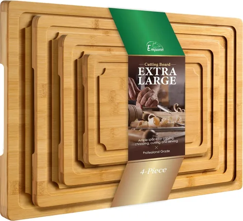 Vista 12 de Tabla de cortar extragrande, tablas de cortar de bambú de 16 pulgadas para cocina con ranura para jugo y asas, tabla de cortar de cocina para tabla
