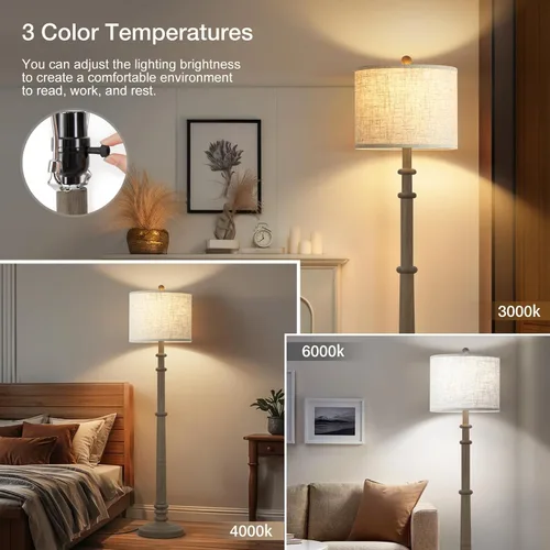 Vista 3 de EJIAXIN Lámparas de pie para sala de estar - Lámpara de pie de granja de resina de 60 pulgadas (152 cm) con temperaturas de color ajustables