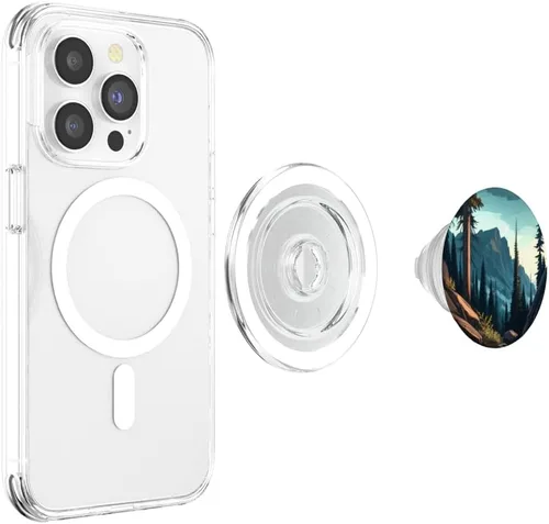 Vista 4 de Mountain Wilderness - Pinos para exteriores, senderismo, bosque terroso, PopSockets MagSafe PopGrip para iPhone
