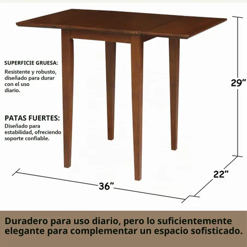 Vista 3 de IC International Concepts Mesa de madera maciza, 36 pulgadas, sin terminar Espresso