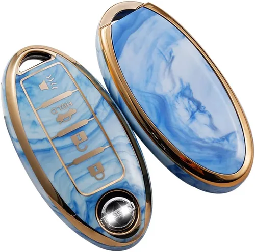 Vista 3 de ontto Compatible con Nissan Smart Remote Key Fob Cover Full Protection Marble Pattern Key Case Azul, Azul