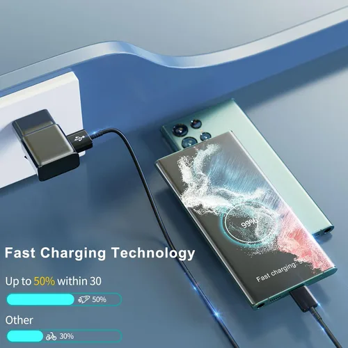 Vista 2 de Cable cargador tipo C para teléfono Android de carga rápida con cable USB C de 6.6 pies para Samsung Galaxy S10/S10e/S10+/S9/S9+/S8/S8+/S23/S22/S21