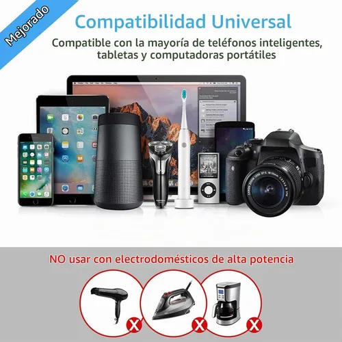 Vista 3 de BESTEK Adaptador de viaje universal convertidor de voltaje de 220 V a 110 V con carga USB de 6 A y 4 puertos, y adaptador de enchufe de Reino Blanco