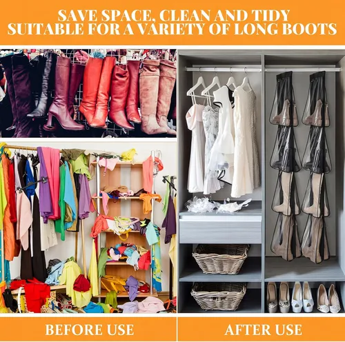 Vista 4 de Windyun 16 pares de zapatos colgantes de tela de doble cara con bolsillos transparentes grandes para armarios, organizador de zapatos colgante