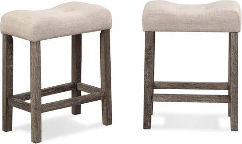 Vista 6 de Roundhill Furniture Sora Taburetes de Altura de Mostrador Tipo Silla de Montar con Capitoné, Juego de 2, Gris