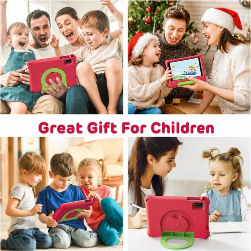 Vista 8 de Tableta para niños de 8 pulgadas, Android 15, Octa-Core 12 GB de RAM + 64 GB de ROM, tableta para niños pequeños con WiFi 6, control parental Rojo