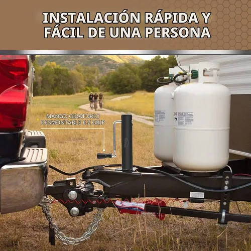 Vista 5 de Gato de lengua para remolque, capacidad de elevación de 2000 libras, marco en A de elevación de 15 pulgadas, resistente - Gato de remolque manual