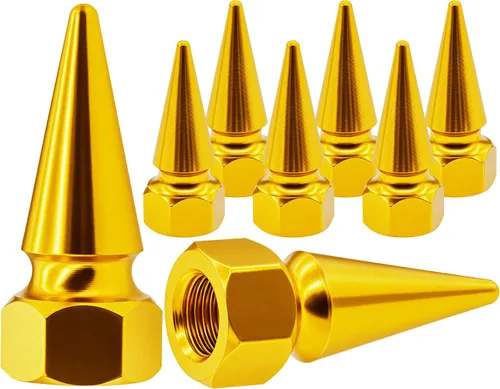 Vista 12 de 4 piezas de tapas de válvula de rueda con forma de punta, tapa de aire de aluminio para automóviles, cubiertas universales de válvula de rueda a