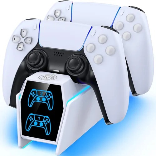 Vista 9 de PS5 Controller Charger Station Compatible with PlayStation 5 Faceplates Edge & Dual Controller, 9 Lightings PS5 Accessories Charging Station, PS 5