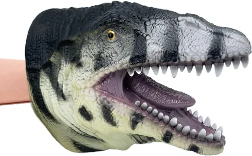Vista 17 de Gemini&Genius Juguetes de dinosaurio Tyrannosaurus Rex marionetas de mano grandes de goma suave T-Rex cabeza de mano marioneta de mano juguetes