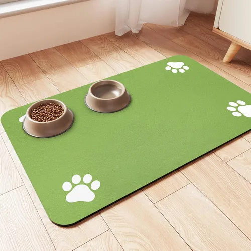 Vista 13 de Alfombrilla de alimentación para mascotas, mantel individual absorbente para tazón de comida y agua, con base de goma impermeable, de secado rápido