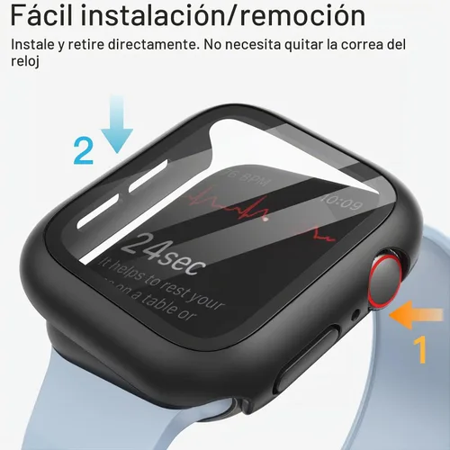Vista 4 de JETech Funda para Apple Watch SE 3/2/1, Series 6/5/4 de 1.575 in, color Negro