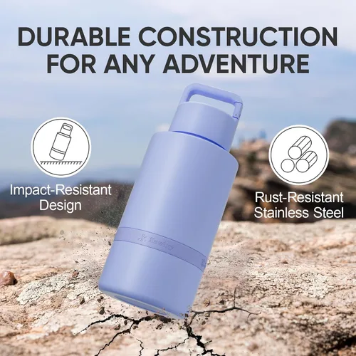 Vista 5 de KEWIXY Botella de agua aislada para perros con cuenco de viaje, regalo para amantes de los perros, dispensador de botella de agua portátil