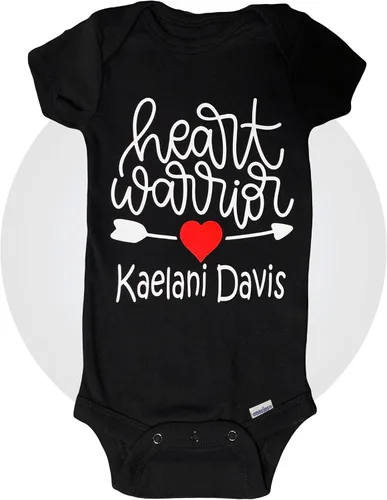 Vista 10 de Regalos de guerrero del corazón - Body personalizado 100% algodón - Talla unisex - Negro o blanco disponible - Ropa de bebé CHD