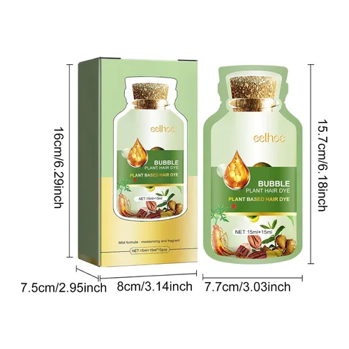 Vista 8 de Tinte de burbujas para el cabello, extracto natural de plantas puras para cabello gris, champú de tinte de burbujas (castaño castaño)