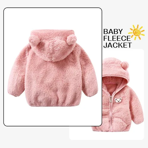 Vista 2 de Chaqueta de forro polar para bebé, ropa de vino para niña, abrigo para niños pequeños