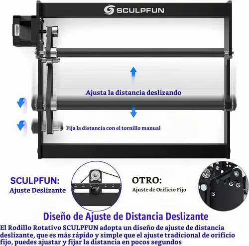 Vista 6 de SCULPFUN Rodillo giratorio láser, grabador láser de eje Y, módulo de grabado de rodillo giratorio de 360° para grabar latas de objetos cilíndricos