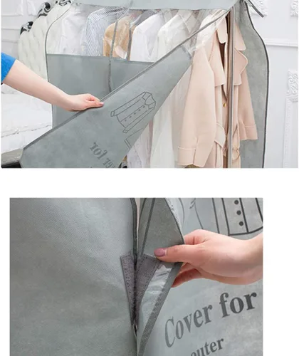 Vista 4 de Bolsas de ropa para colgar ropa, 43. 7 bolsas transparentes para colgar ropa para armario, cubierta inferior cerrada para perchero, protector