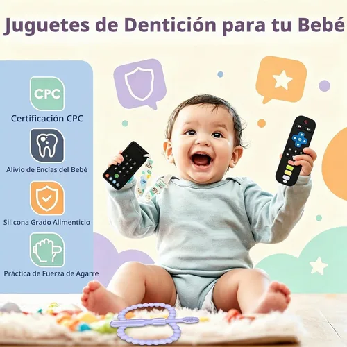 Vista 4 de ZOEDO Juguetes de Dentición para Bebés, Juguetes de Dentición en Forma de Control Remoto, Mordedor de Celular para Bebés, Juguete para Morder