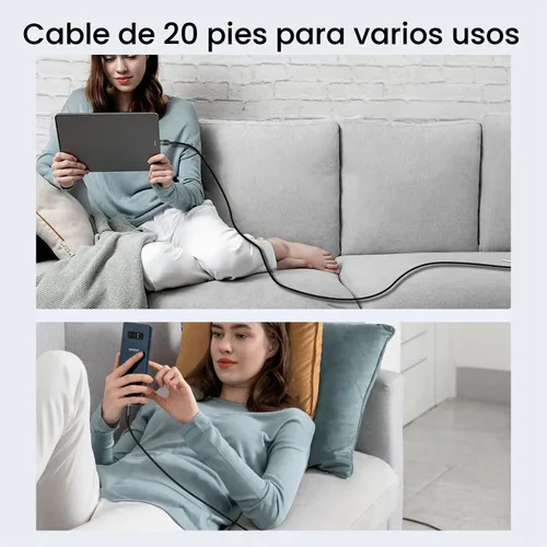 Vista 6 de Cable USB C de 20 pies, cable de carga rápida USB A a USB C 3A, cable de carga tipo C extralargo compatible con iPhone 15/15 Plus/15 Pro/15 Pro Max