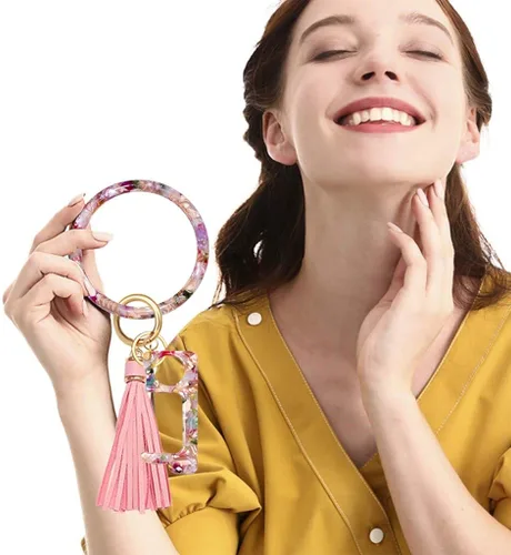 Vista 2 de Llavero pulsera pulsera pulsera acetato resina llavero pulsera llavero pulsera pulsera coche llavero para las mujeres