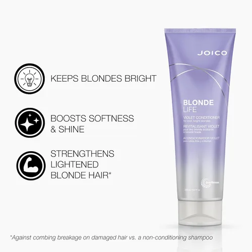 Vista 3 de Joico Blonde Life - Juego de champú y acondicionador violeta Para cabello rubio fresco y brillante Neutraliza los tonos cobrizos Desterrar