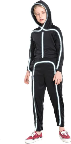 Vista 2 de HSCTEK - Disfraz de Figura de Palo Iluminada para Niños Blanco