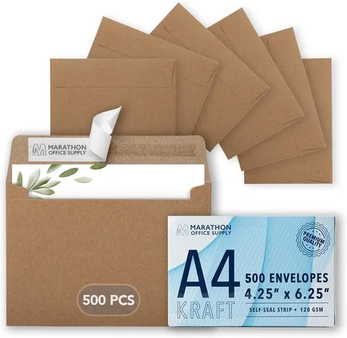 Vista 16 de MOS — Sobres de Papel Kraft A1 de 3.6 x 5.1 Pulgadas, Paquete de 100 — Sobres de Invitación Autoadhesivos Marrones de Peso Pesado para RSVP