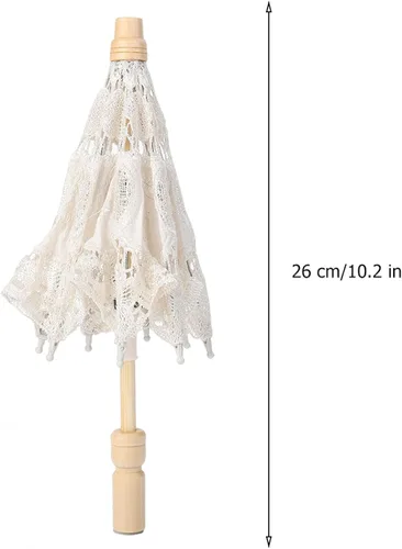 Vista 8 de Niiyen Vintage Lace Umbrella, Handmade Lace Flower Embroidery Parasol, Sun Parasol Folding Flower Embroidery Umbrella, Wedding Bride Photography