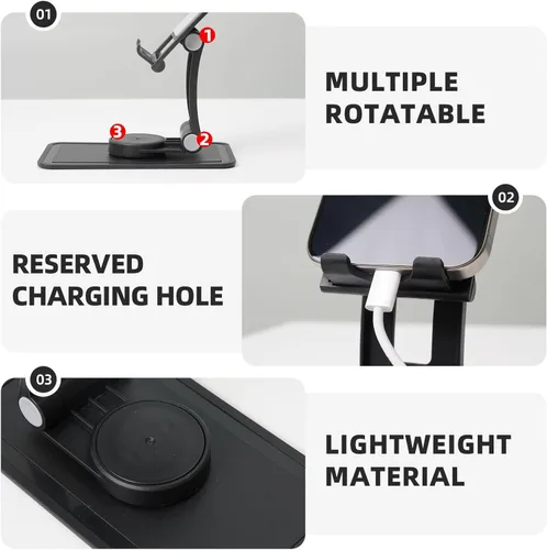 Vista 6 de Monkey Astronauta Soporte de teléfono para escritorio, ajustable, accesorios de viaje para teléfono móvil/iPad/Tableta, soporte para teléfono celular