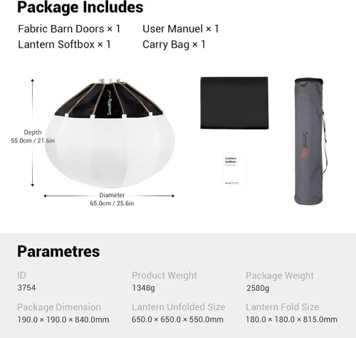 Vista 8 de SMALLRIG Softbox de Farol Modificador de Luz Suave, Difusor Softbox de 26 pulgadas/65 cm Compatible con Luz de Video SMALLRIG 120B/120D/220B/220D