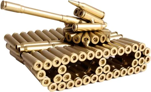 Vista 7 de Escultura de tanque del ejército con forma de casquillo de bala, gran modelo de arte decorativo, regalo para decoración del hogar, sala de estudio