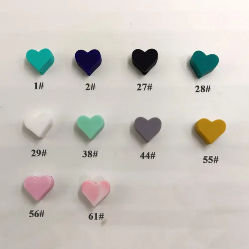 Vista 3 de 100 cuentas de perlas de silicona con forma de corazón para bolígrafo, accesorio de bolígrafo de 0.555 pulgadas, mini cuentas de corazón de silicona