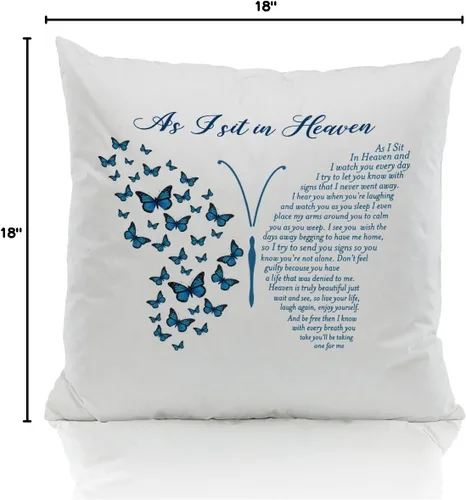 Vista 4 de ZJSYXXU Funda de almohada conmemorativa de Butterfly As I Sit in Heaven and I Watch You Everyday Poem de 18 x 18 pulgadas, decoración para el hogar