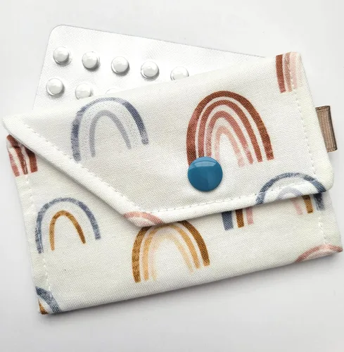 Vista 2 de Birth Control Case Sleeve with Snap Closure and Optional Keychain Clip -Arches or rainbows