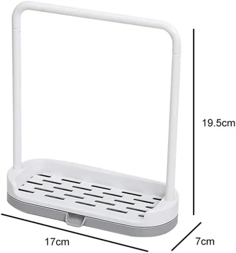 Vista 5 de Cabilock Estante de almacenamiento de trapo, toallero de cocina, soporte para toallas de platos, organizador de encimera de plástico, color gris