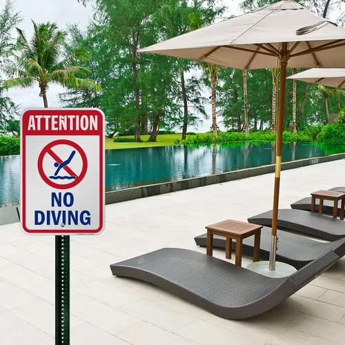 Vista 3 de SmartSign Letrero "Attention - No Diving" Aluminio de 12 x 18 pulgadas