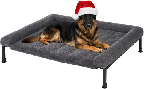 Vista 9 de Veehoo Cama Elevada para Perros de Tamaño Grande con Cojín Reforzado de Felpa Esponjosa, Cama Sofá Ortopédica Lavable para Perros, Catre Elevado
