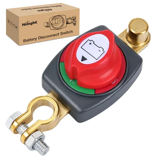 Vista 16 de Nilight Battery Disconnect Switch with Waterproof Key and Cover 12V 24V On Off Battery Master Isolator Cut Off Power Kill Switch for Car Marine Boat