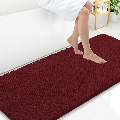 Vista 90 de Arotive Alfombras de baño de felpilla extrasuaves y absorbentes, de 24 x 16 pulgadas, lavables a máquina, parte trasera de goma antideslizante