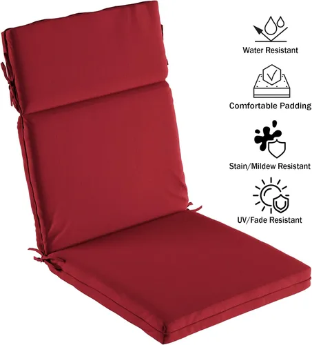 Vista 3 de Lavish Home Cojines para silla de respaldo alto, 45 pulgadas de largo x 21.5 pulgadas de ancho x 3 pulgadas de alto, color rojo, 4