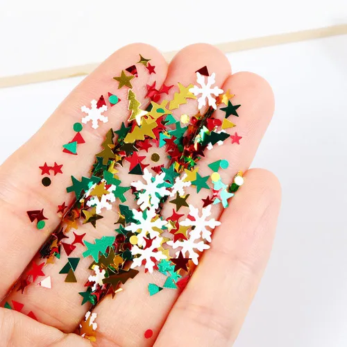 Vista 6 de 12 rejillas para arte de uñas de Navidad, lentejuelas holográficas 3D, copos de nieve láser, estrella, mariposa, invierno, vacaciones, purpurina