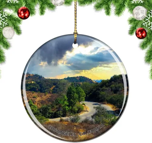 Vista 7 de California Los Ángeles Battleship Museum USA Christmas Tree Adorno Decoración Colgante Colgante Decoración City Travel Souvenir Collection Porcelana