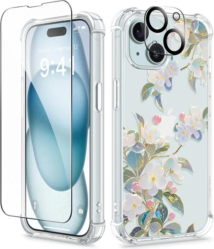 Vista 183 de GVIEWIN - Funda para iPhone 11 con protector de pantalla + protector de lente de cámara, cubierta protectora transparente suave de poliuretano
